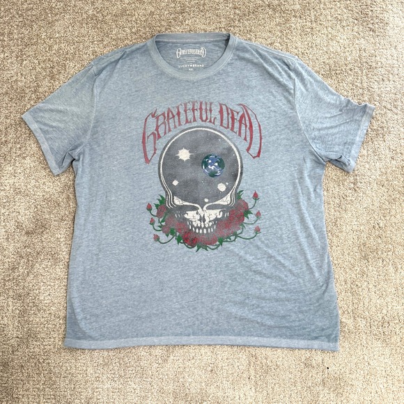 Lucky Brand Tops - Grateful Dead Skull Roses T Shirt Lucky Brand XXL Blue Plus Size Band Tee